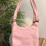 Rare 90s Baby Pink fairycore leather shoulder hand bag purse gold tone hardware kiss lock & interior compartment Photo 0
