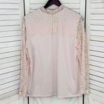Bedford Fair Lace Sleeve Mock Neck Shirt Pink Large Tee Coquette Victorian Soft Photo 8