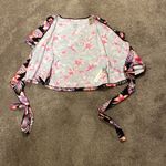 PINK - Victoria's Secret NWT Pink VS Floral Wrap Swim Top SIZE M Photo 4