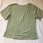 Hand Painted Lotus Blossom Asian Influenced Green Short Sleeve Blouse Pink Size M Photo 4