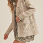 Lush Clothing Lush Cream Cardigan Sweater with Cable Knit Design Size L Photo 0