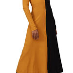 ROSETTA GETTY Black Tan Two Tone Cotton Jersey Colorblock Turtleneck Dress sz M Photo 0