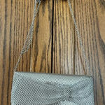Gunne Sax Vintage | Silver Mesh Evening Bag with Bow Detail and Long Chain Photo 0