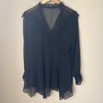ZARA  sheer black ruffled dotted blouse Photo 6