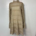 Free People Size XS Simone Crochet Lace Mock Neck Bell Sleeve Mini Shift Dress Photo 3
