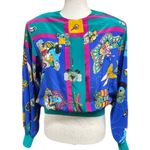 Vintage 80s Castleberry Blouse Knitted Waist Sleeves Womens size 12 | Retro Glam Green Photo 0