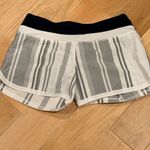 Lululemon athletica Women's Groovy Run Shorts - White with Black Stripes Photo 2
