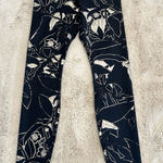 Nike Womens XS Leggings Black Silver Metallic Floral Mid Rise Running Photo 0