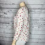 Suzanne Betro SB Size XL White & Red Floral Print Keyhole Peasant Shirt Top Photo 2