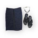 Cache new π€ Ruched Draped Zipper Mini Skirt π€ Shiny Navy π€ Black Ribbon π€ 4 Photo 1