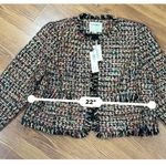 L'Agence  Angelina Gold black Tweed Plaid Jacket fringe trim size 18 Photo 3