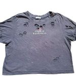 Messy Bun Just Chillin Shirt Women Medium Distressed Pierced Shred Short Sleeves Photo 0