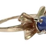 Vintage 10K 10KT Round Star Blue Sapphire Bow Design Yellow Gold Ring Size 6 Photo 3