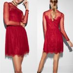 EXPRESS  red lace fairy skater tulle floral long sleeve dress size 10 Photo 4