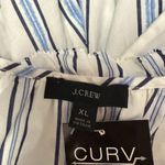 J.Crew  White & Light Blue Striped Tie-Front Ruffle Top - Size XL Photo 3
