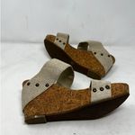 Lucky Brand  Cork Platform Wedge‎ Slide Sandals Summer Heels Cream Size 10 Photo 6