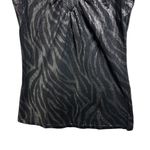 EXPRESS  Womens S Silver Black Tank Top Blouse Tiger Striped Metallic Sleeveless Photo 2