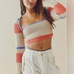 Free People beach colorblock crochet sweater top XL Photo 0
