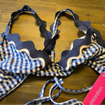 Xhilaration Xhiliration Plaid Gingham Preppy Bikini Top Scalloped Blue Small Photo 2