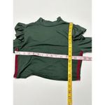 Women's Mock Neck Long Sleeve Ruffles Shoulder Crop Top Olive Green Size Small Photo 7