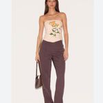 Pretty Little Thing NWT BEIGE WOVEN EMBROIDERED FLORAL CORSET Photo 1