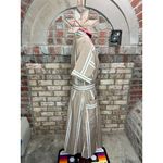 shirt dress 1950s striped pockets tan white patch pockets Size 10 Photo 9