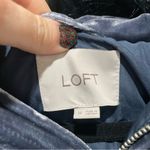 Loft  Velvet Puffer Jacket Navy Blue Womens Size Medium Hooded Faux Fur Photo 7