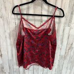 Eloquii  Red Floral Satin Lace Camisole Tank Top Photo 5