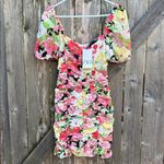 ZARA NWT  Ruched Puff Sleeve Floral Dress Size Small Photo 4