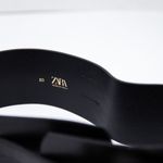 ZARA Black Faux Vegan Leather Gold Sculptural Buckle Wide Belt Accessory Photo 2