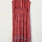 Joie  Chara Midi Dress Boho Bohemian Flowy 100% Silk Pink Tiered Print X-Small Photo 3