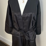 Womens Black Satin Kimono Robe one size fits most Size L Photo 0