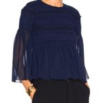 See By Chloe See By Chloé NWT Sheer Sleeve Ruffle Peplum Cropped Blouse Top Navy Blue Size 8 Photo 8