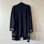 Chico's  Cardigan Sweater Embellished Elektra Long Duster Women's Size 3 XL Navy Photo 3