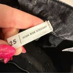 PacSun  High Rise Straight Straight Black Grey Floral Embroidered Crop Jean 25‎ Photo 3