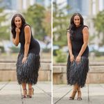 NWT Aje Exclusive Rushes Raffia Ribbed Midi Dress Black Size Large Photo 9