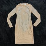 Rhinestone Open Back Mini Dress Slim Fit Mock Neck Backless Long Sleeve Tan Dress Party Dress Prom Wedding Size XS Photo 6