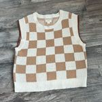 Maeve  By Anthropologie Checkered Sweater Vest Women's Size M Neutral BOHO #160 Photo 5