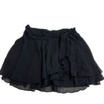 Aerie  Skirt Womens Small Black Chifon Wrap Ruffle Tie Waist Mini Photo 2