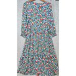 Natural Life Dress M Floral Tiered Midi Blue Pink Long Sleeve Boho Babydoll Photo 4
