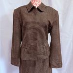 Vintage Y2K Georgiou Studio Skirt Suit Brown Windowpane Blazer Office Size 14,10 Photo 1