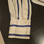 ZARA 💕💕 Satin Effect Oversized Top ~ Navy Blue and White Striped Print XL Photo 13