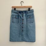 basic editions  Button Front Straight Pencil Skirt / Denim Jean Skirt Size 8 Photo 2