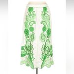 Farm Rio NEW  NWT Green Color Festival Midi Skirt 100% linen size Large women’s Photo 3