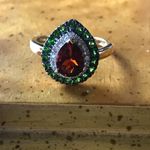 Natural Citrine Chrome Diopside Sterling Silver Yellow Gold Vermeil Ring Size 6 Red Photo 8