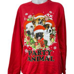 Well Worn NEW LA Women's Red Party Animal Dog Christmas Sweatshirt Top Size L Photo 0