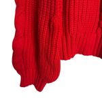 Louna Red Cable Knit Shoulder Cut Out Crewneck Pullover Sweater Size Large Photo 7