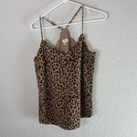 J.Crew Tan and Black Animal Print Silky Scalloped Camisole Size 4 Photo 1
