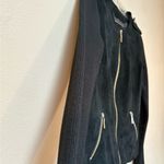 Bernardo Genuine Leather Moto Jacket Knit Sleeves Black Cropped Medium  Photo 6