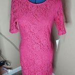 Nina Leonard  Medium Eyelet Lace Pink Barbiecore Dress Photo 0